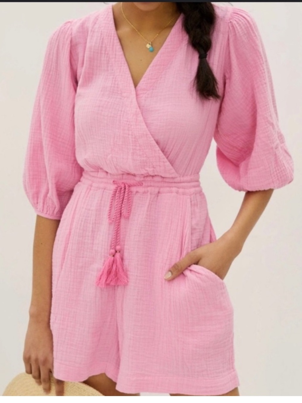 Anthropologie Soft Pink Textured Romper